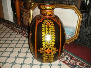 Middle Eastern India Toleware Painted Canteen Vase - Very Large - Unusual Tin 2
