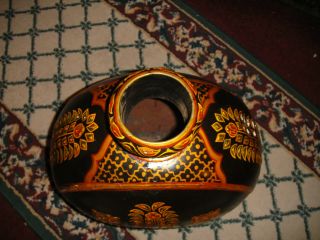 Middle Eastern India Toleware Painted Canteen Vase - Very Large - Unusual Tin 5