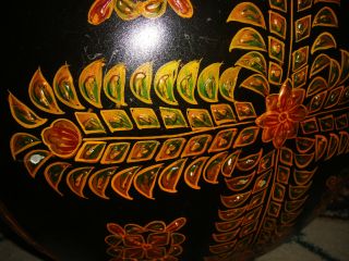 Middle Eastern India Toleware Painted Canteen Vase - Very Large - Unusual Tin 8