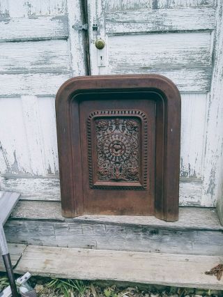 Antique Cast Iron Fireplace Surround & Summer Cover Insert Vgc