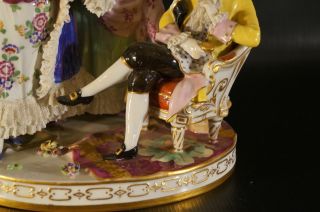 Antique Dresden VOLKSTEDT Porcelain Figurine Man With Two Lady 5