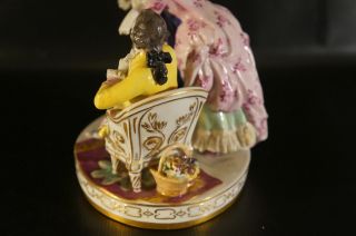 Antique Dresden VOLKSTEDT Porcelain Figurine Man With Two Lady 9