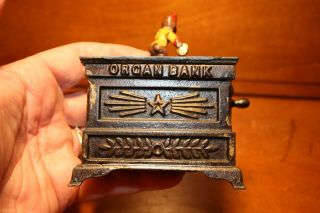 Cast Iron MONKEY ORGAN BANK Mechanical Bank by Kyser & Rex c 1882 8