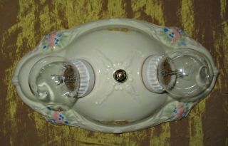 Vintage Ceiling Fixture Chandelier Lighting 1930s Porcelain Fixture By Porcelier