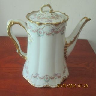 Antique Theodore Haviland Limoges Teapot/coffee Pot With Lid - Patent Applied For