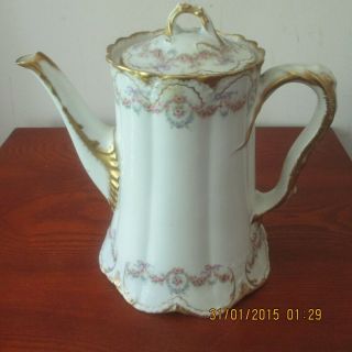 ANTIQUE THEODORE HAVILAND LIMOGES TEAPOT/COFFEE POT WITH LID - PATENT APPLIED FOR 3