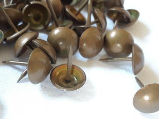 50 AUTHENTIC ANTIQUE BRASS UPHOLSTERY TACKS HEAVY PATINA 400,  OLD BRASS TACKS 3