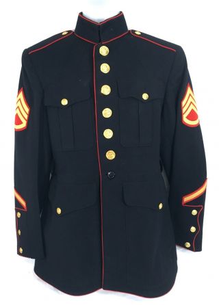 Korean War 1953 Usmc Marine Corps Dress Blues Uniform Jacket Sz 40r A33