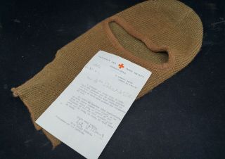 Ww2 Canadian Red Cross Pow Knitted Balaclava & Letter