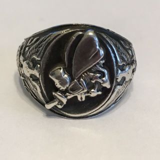 Us Navy Seabee Sea Bee Ring Sterling Silver Vintage Size 10 - 14 Gr