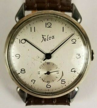 Vintage & Rare 1930s Felca Swiss Mens Wristwatch W/ Teardrop Lugs