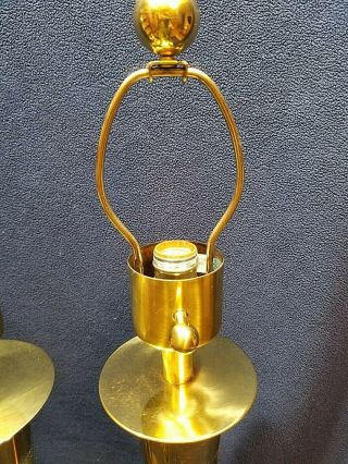 Pair Mid Century Modern Lamps Brass Mastercraft Vintage Parzinger Mccobb Hansen 2
