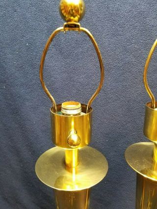 Pair Mid Century Modern Lamps Brass Mastercraft Vintage Parzinger Mccobb Hansen 5