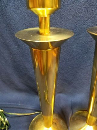 Pair Mid Century Modern Lamps Brass Mastercraft Vintage Parzinger Mccobb Hansen 6