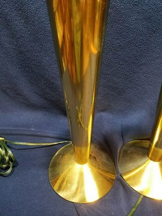 Pair Mid Century Modern Lamps Brass Mastercraft Vintage Parzinger Mccobb Hansen 7