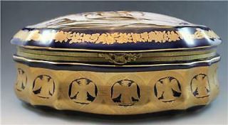Vintage Large French Porcelain Dresser Jewery Box w/ Napoleon on Horseback 2