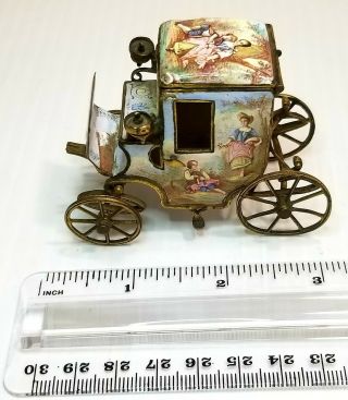 Antique Viennese Bronze Enamel miniature coach novelty Inkwell 19th C 12