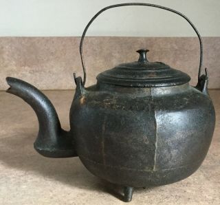 Rare - Antique - 18th Century - American Cast Iron Miniature Tea Pot 4 1/2” High