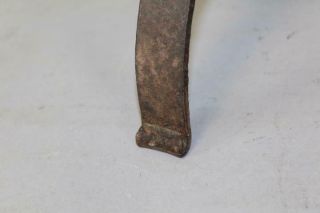 RARE 17TH C DECORATED WROUGHT IRON FIRE DOG OR SKEWER HOLDER IN OLD SURFACE 9