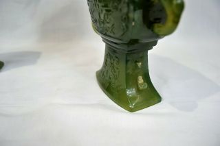 Vintage Antique Chinese Carved Green Jade Vases 11