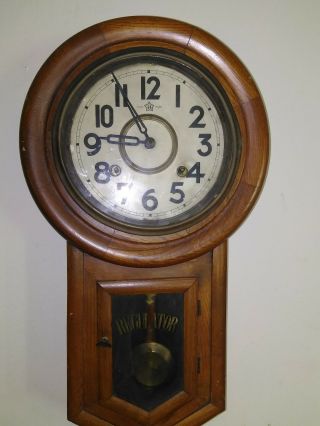 Vintage Japanese Trade Mark Regulator A Style Wall Clock (22.  5 L,  12 " W 3.  5 " D)