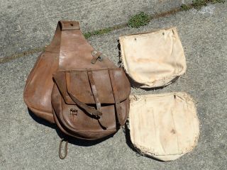 Wwi Us Calvary Leather Saddle Bags 3 Straps Canvas Liners Us Calvary