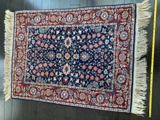 Vintage Turkish Hereke Rug Hand Knotted Wool 31” X 40” Signed