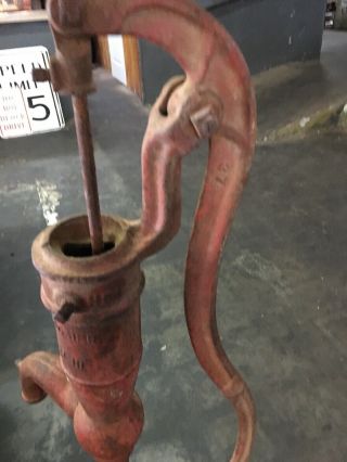 Vintage Red Hoosier Brand Cast Iron Hand Water Well Pump Barn Wood Garden 37 5