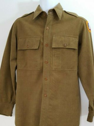 Third Air Corp Korea Uniform Shirt Sz L Khaki Wool Associate Military 1073