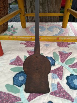 Early Antique Hand Forged Wrought Iron Hearth Oven Peel Key Hole Spatula 1700 ' s 2