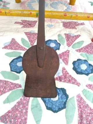 Early Antique Hand Forged Wrought Iron Hearth Oven Peel Key Hole Spatula 1700 ' s 5