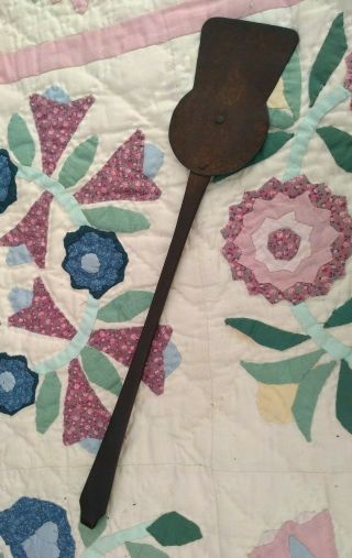 Early Antique Hand Forged Wrought Iron Hearth Oven Peel Key Hole Spatula 1700 ' s 8