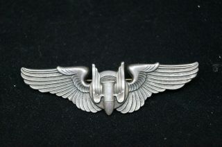 Ww2 Usaaf Sterling Silver Aerial Gunner Wings Badge Flying Bullet 1