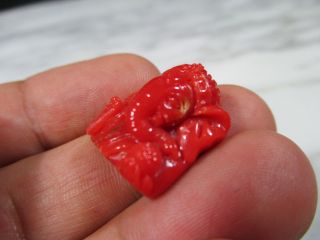 LG VTG CHINESE CARVED NATURAL ITALIAN RED CORAL GANESH STATUE 4.  9g 24.  5 CARATS 3