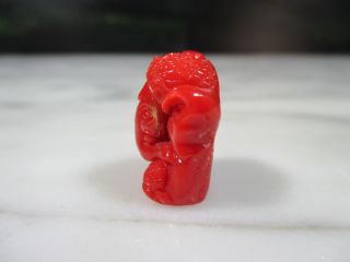 LG VTG CHINESE CARVED NATURAL ITALIAN RED CORAL GANESH STATUE 4.  9g 24.  5 CARATS 4