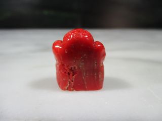 LG VTG CHINESE CARVED NATURAL ITALIAN RED CORAL GANESH STATUE 4.  9g 24.  5 CARATS 5