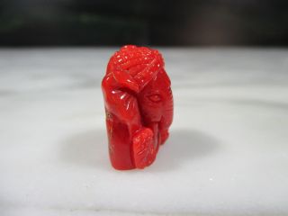 LG VTG CHINESE CARVED NATURAL ITALIAN RED CORAL GANESH STATUE 4.  9g 24.  5 CARATS 6