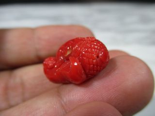 LG VTG CHINESE CARVED NATURAL ITALIAN RED CORAL GANESH STATUE 4.  9g 24.  5 CARATS 9