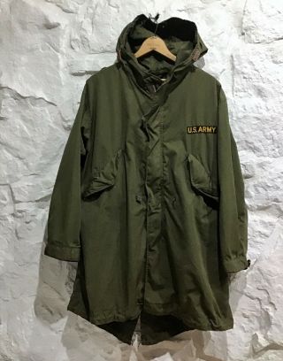 Vintage 50s Army M - 1951 Korean War Fishtail Parka Shell W /liner Sz Small Minty
