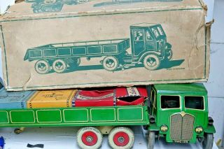Large Old Tinplate Clockwork Truck & Trailor Extremely Rare Advertising