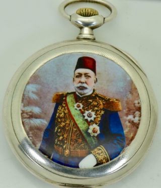 Rare WWI military Ottoman Officer ' s award Omega Grand - Prix silver&enamel watch 4