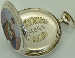 Rare WWI military Ottoman Officer ' s award Omega Grand - Prix silver&enamel watch 7