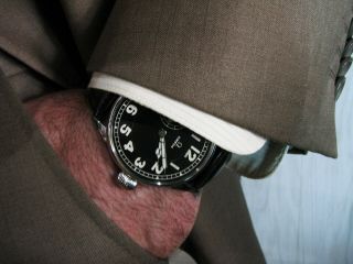 OMEGA ANTIQUE 1930 ' s Steel Wristwatch BIG PILOT WATCH METAL DIAL 12
