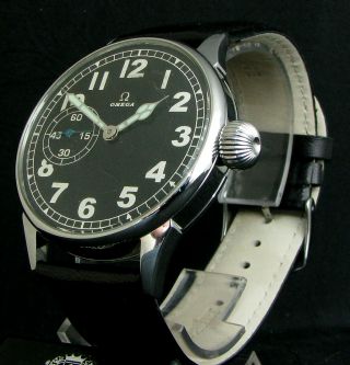 OMEGA ANTIQUE 1930 ' s Steel Wristwatch BIG PILOT WATCH METAL DIAL 2