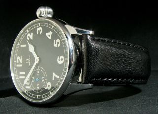 OMEGA ANTIQUE 1930 ' s Steel Wristwatch BIG PILOT WATCH METAL DIAL 4