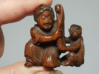 A Wonderful Edo Period Netsuke Of A Maiden & Kappa Signed Tomomasa.