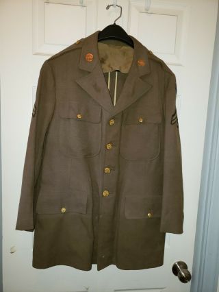 VINTAGE WW2 US Army Air Corp Four Pocket Uniform Jacket / Patch & Collar Disks 11