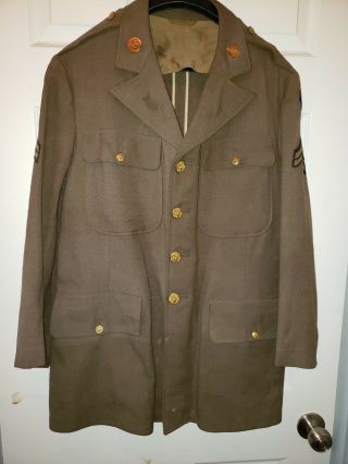 VINTAGE WW2 US Army Air Corp Four Pocket Uniform Jacket / Patch & Collar Disks 12