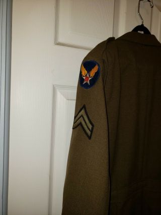 VINTAGE WW2 US Army Air Corp Four Pocket Uniform Jacket / Patch & Collar Disks 3