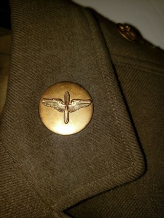 VINTAGE WW2 US Army Air Corp Four Pocket Uniform Jacket / Patch & Collar Disks 5